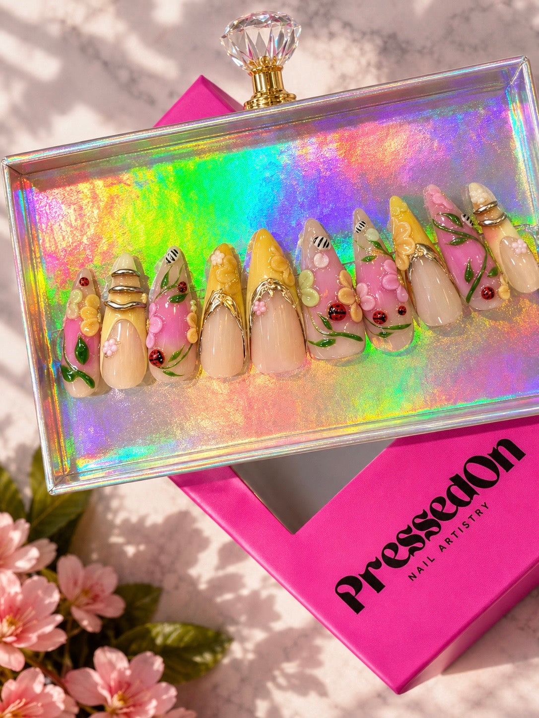 Buzzing in Bloom (Medium Length) Press-On Nails