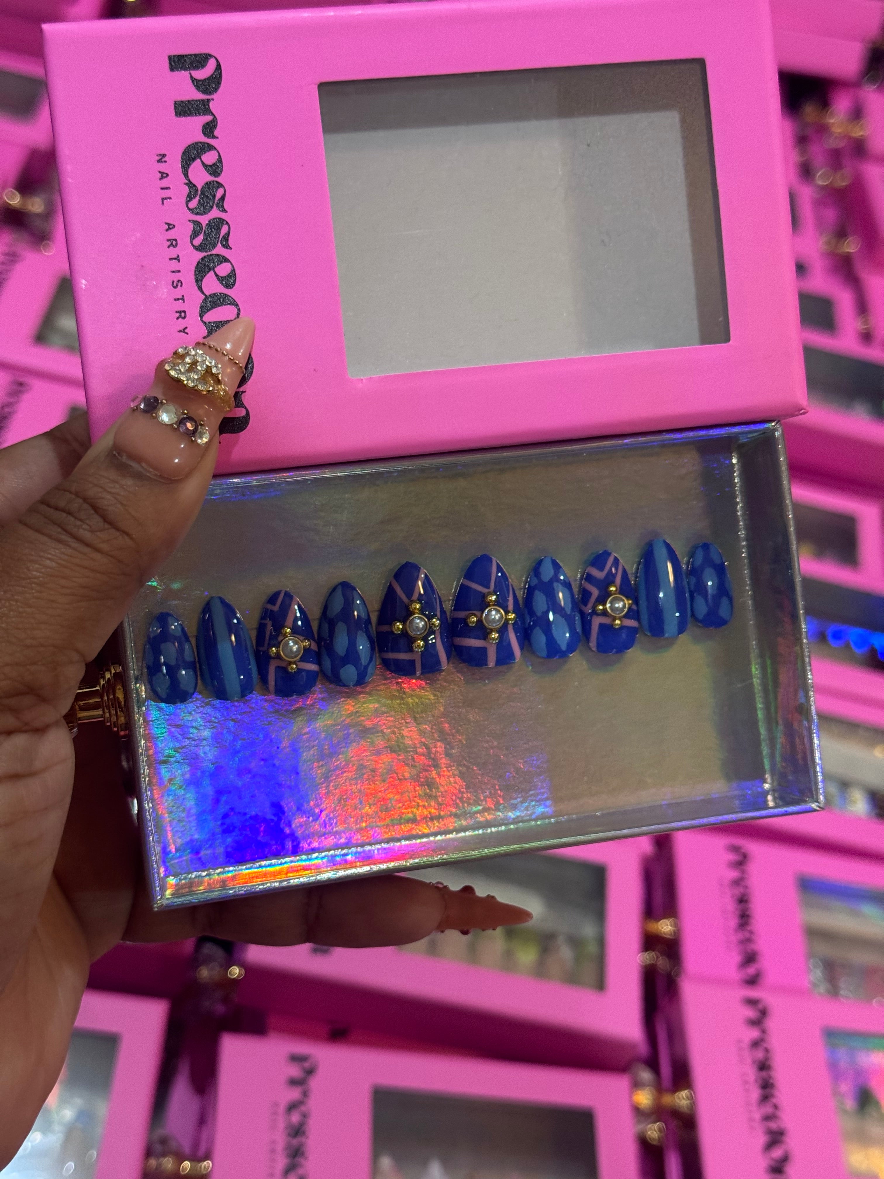 Crowned in Blue (Super Short) Press-On Nails