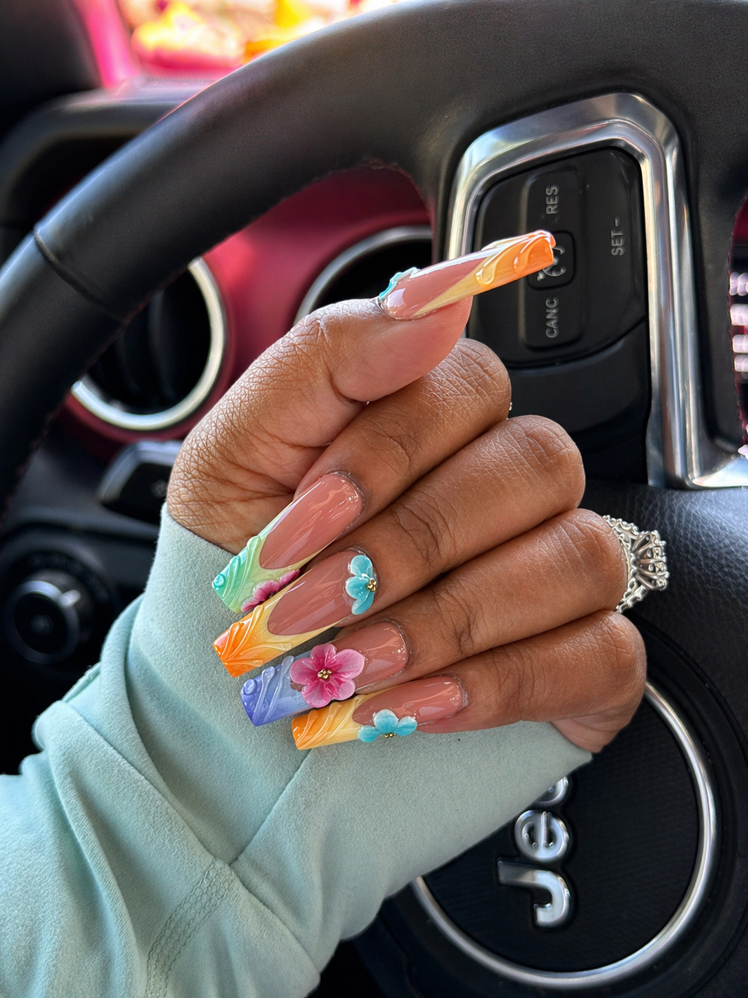 Multi Flowers 3D (Medium) Press-On Nails
