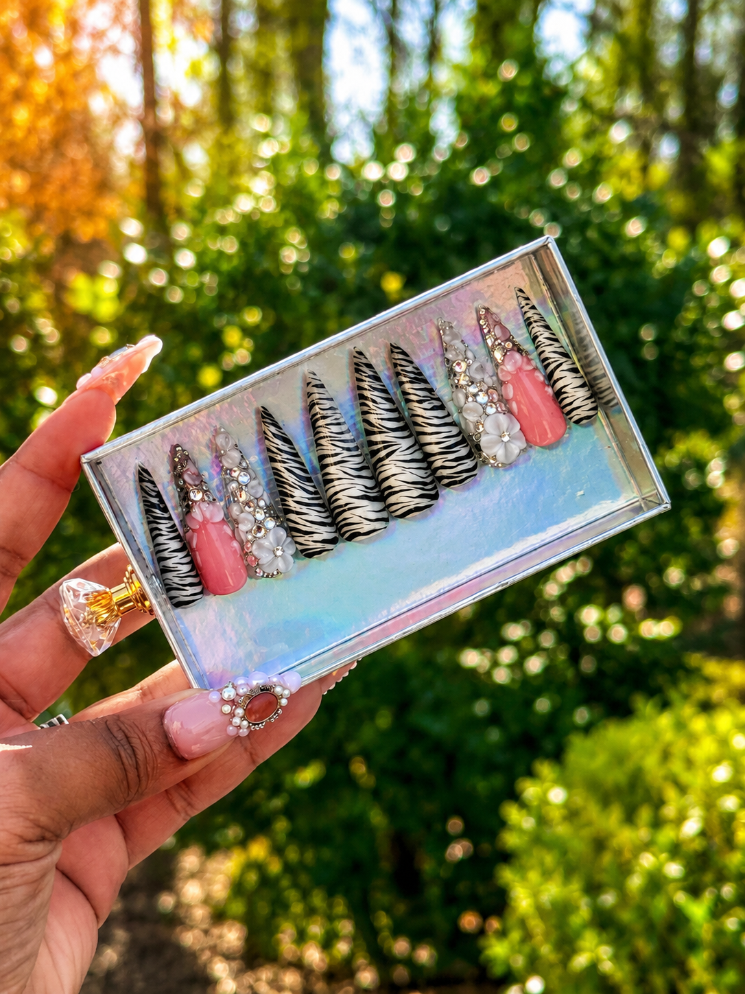 Striped Zebra (Long) Press-On Nails