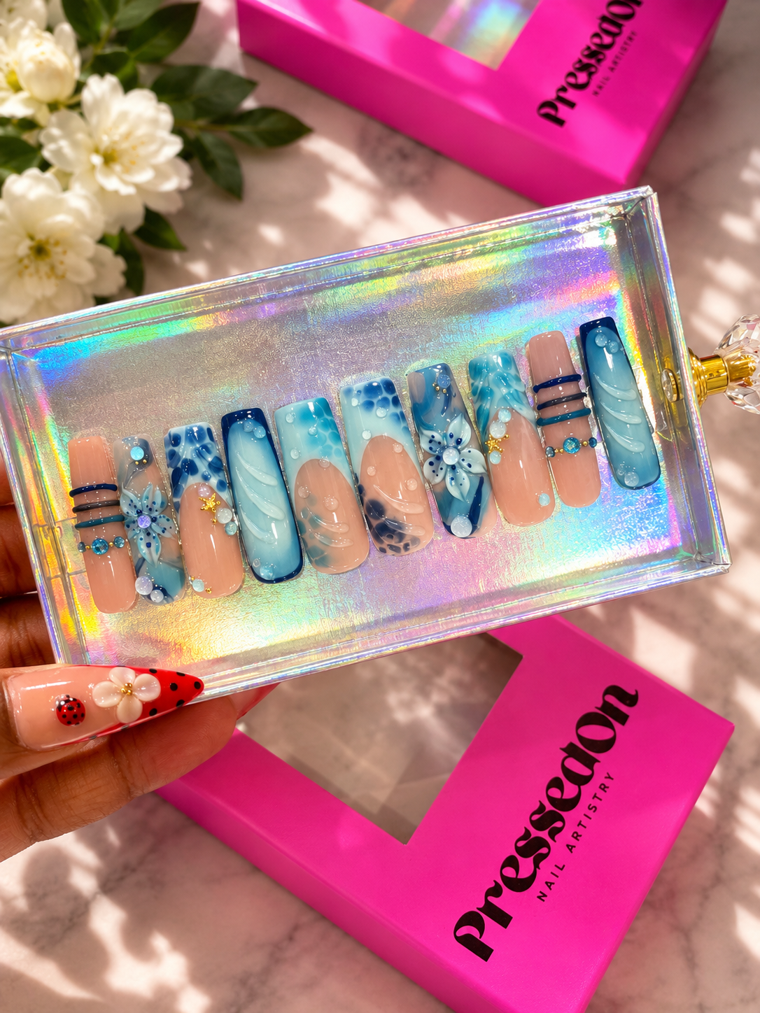 Ocean Bloom (Medium Length) Press-On Nails