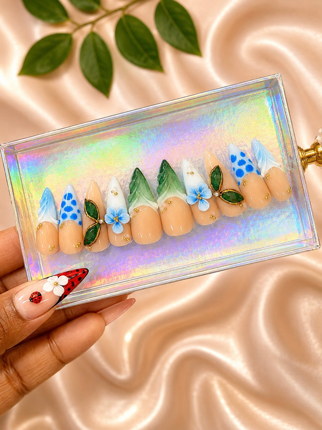 Blooming Blue (Medium Length) Press-On Nails