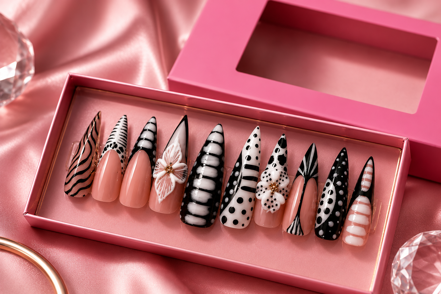 Monochrome Muse (Long) Press-On Nails